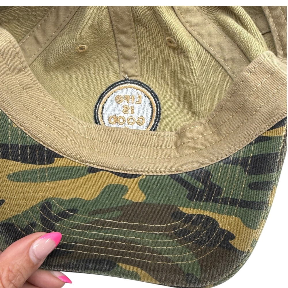 Life is Good Camo Baseball Cap Adjustable Camouflage Hat Green Brown Cotton - Picture 5 of 8